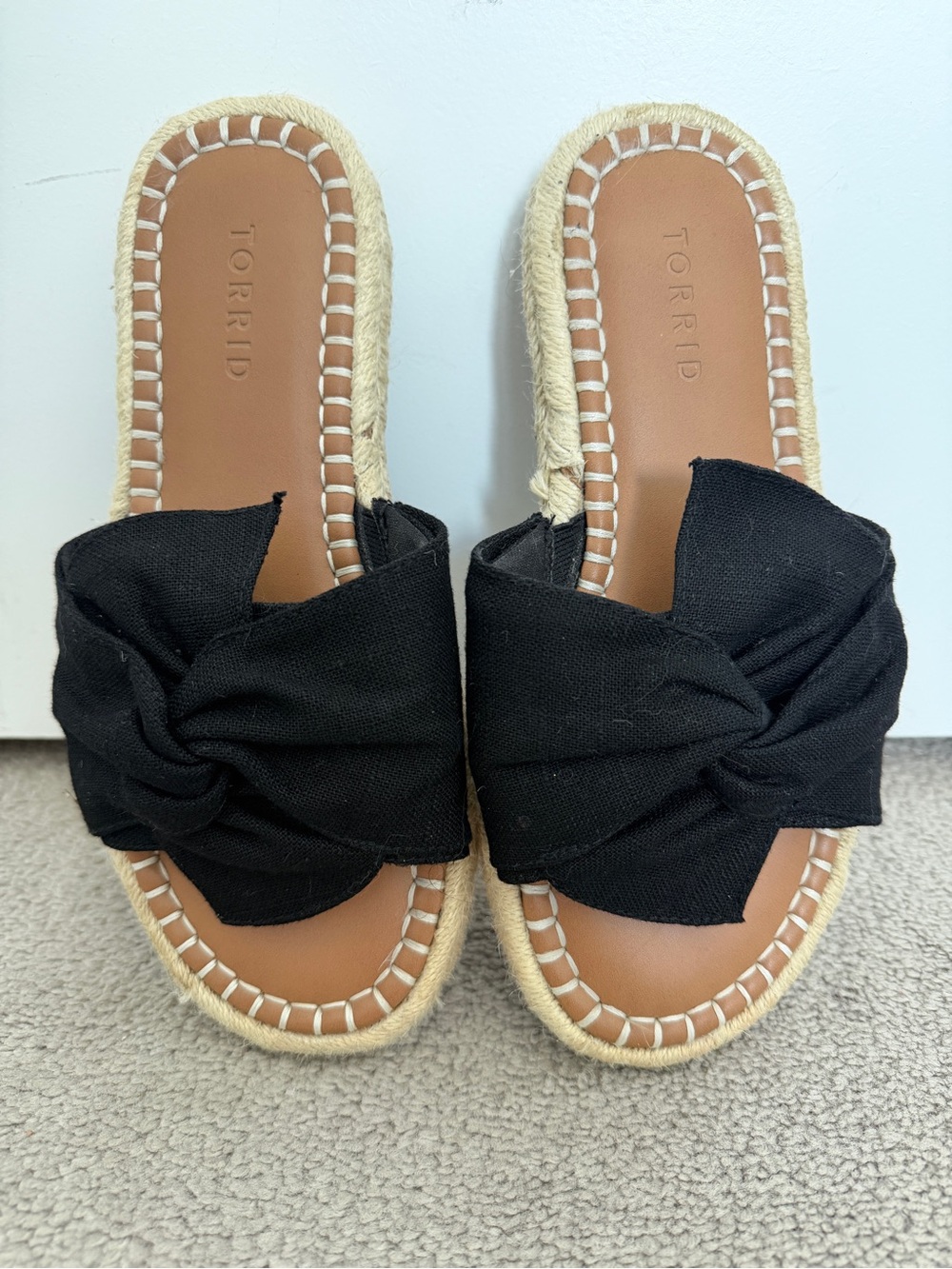 Torrid Black Knotted Espadrille Slide Sandals 7WW
